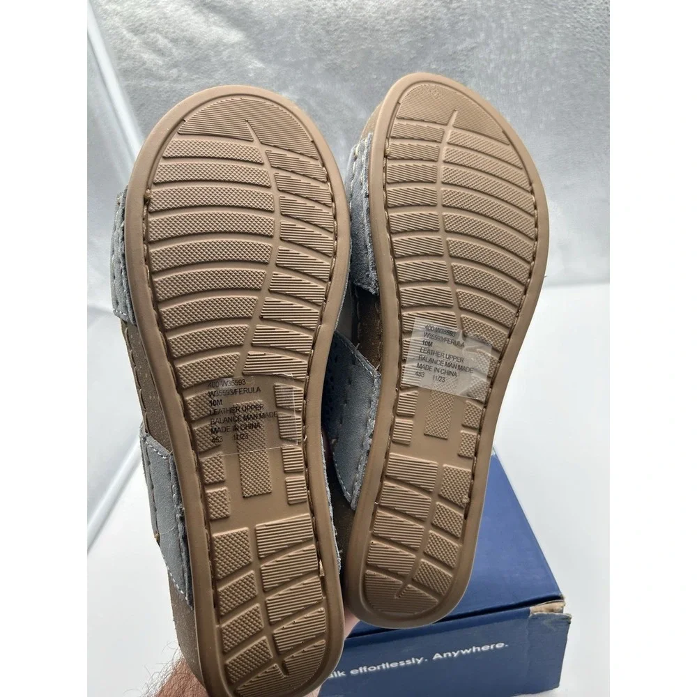 New White Mountain Ferula Suede Leather‎ Perforated Slide Sandals Blue Size 10